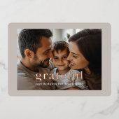 "Dankbare" Roos-Goud-Folie, Foto Folie Uitnodiging (Voorkant)