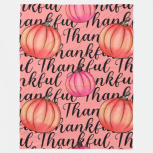 Dankbare Roze Pompoen -Elegante Herfst & Thanksgiv Fleece Deken