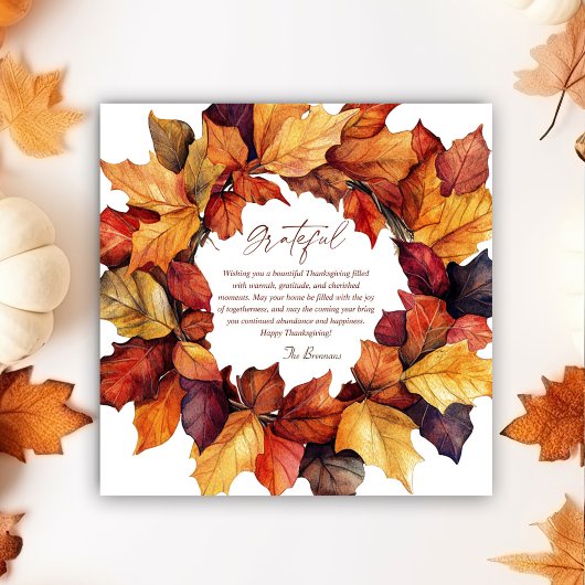 Dankbare Rustic Herfst Krans Thanksgiving Kaart