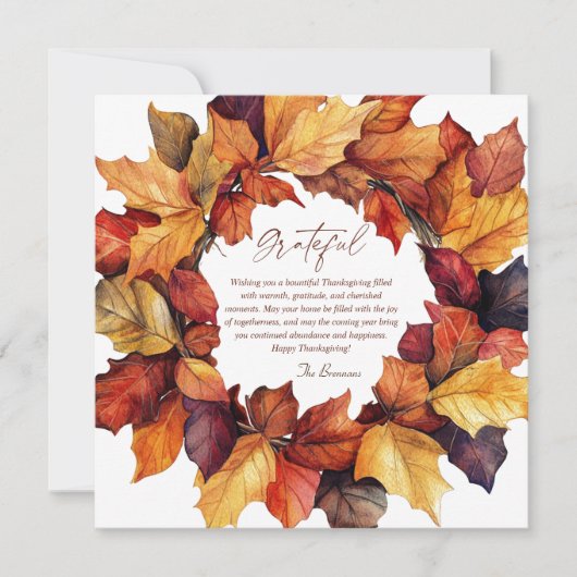 Dankbare Rustic Herfst Krans Thanksgiving Kaart (Voorkant)