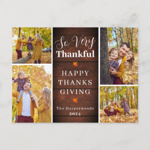 Dankbare rustieke Herfst Thanksgiving familiefoto Feestdagenkaart