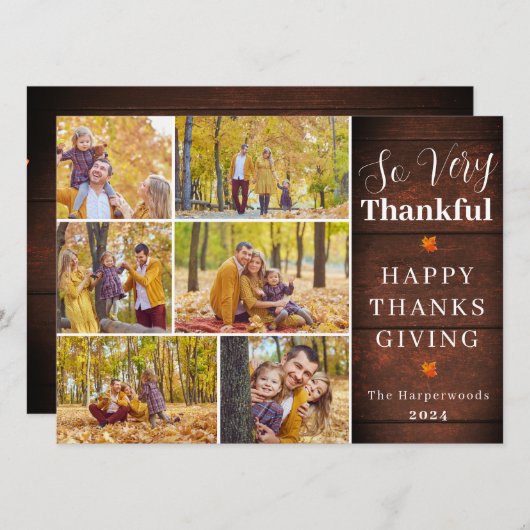 Dankbare rustieke Herfst Thanksgiving familiefoto Feestdagenkaart (Voorkant / Achterkant)