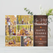 Dankbare rustieke Herfst Thanksgiving familiefoto Feestdagenkaart (Staand voorkant)