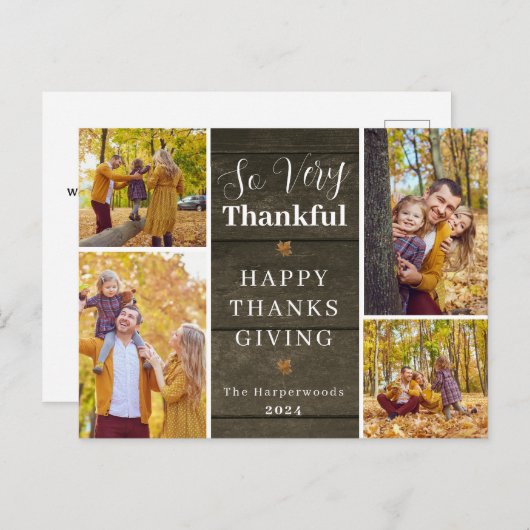 Dankbare rustieke Herfst Thanksgiving familiefoto Feestdagenkaart (Voorkant / Achterkant)