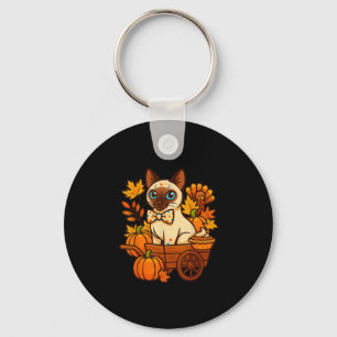 Dankbare Siamese Kat Kitten Thanksgiving Pompoen P Sleutelhanger