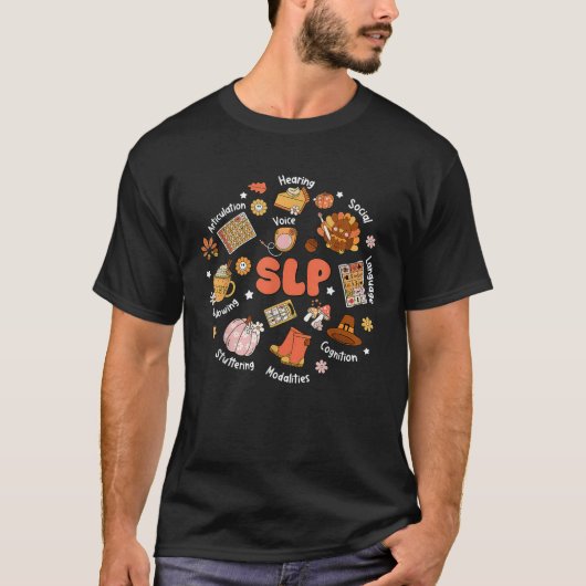 Dankbare SLP Speech Therapist Turkije Herfst Thank T-shirt (Voorkant)