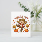 Dankbare Stemmingen Vogelverschrikker Herfst Briefkaart (Staand voorkant)