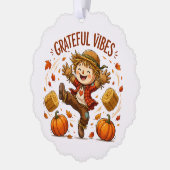 Dankbare Stemmingen Vogelverschrikker Herfst Ornament Kaart (Links)