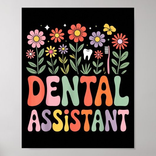 Dankbare tandartsassistent dag of week groovy poster (Voorkant)