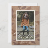 Dankbare Thanksgiving Aardse Rustic Leaf Foto Feestdagenkaart (Voorkant)