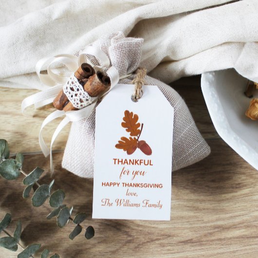 Dankbare Thanksgiving Acorn gepersonaliseerd Cadeaulabel