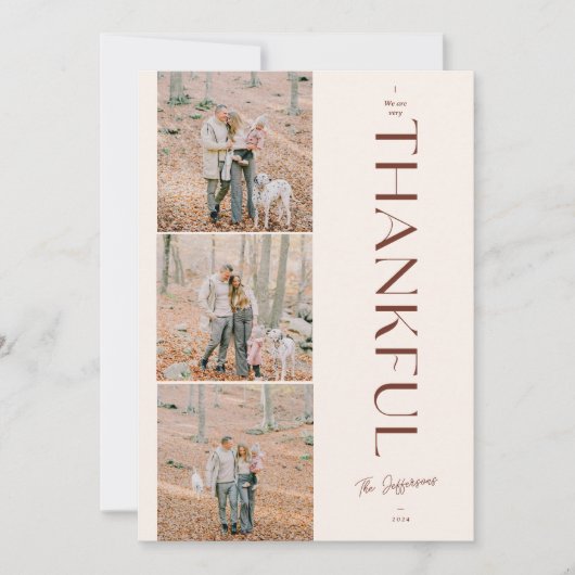 Dankbare Thanksgiving Custom 3 foto Feestdagenkaart (Voorkant)