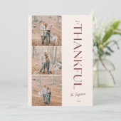 Dankbare Thanksgiving Custom 3 foto Feestdagenkaart (Staand voorkant)