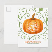 Dankbare Thanksgiving Dankbare Scroll Pompoen Feestdagenkaart (Voorkant / Achterkant)