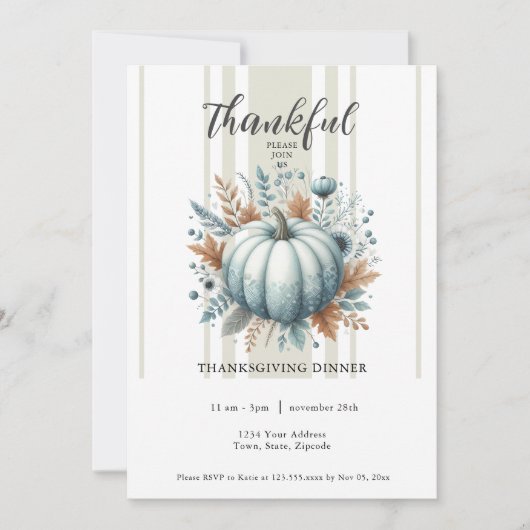 Dankbare Thanksgiving Dinner Invitation Kaart (Voorkant)
