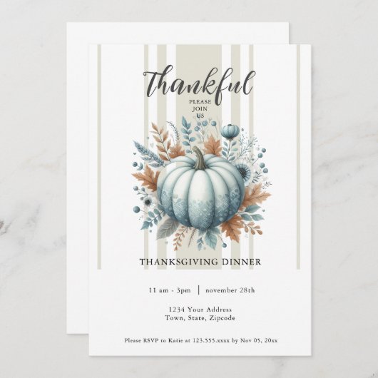 Dankbare Thanksgiving Dinner Invitation Kaart (Voorkant / Achterkant)