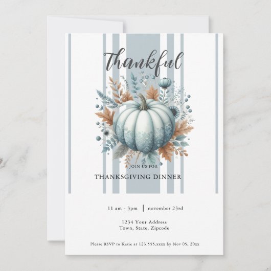 Dankbare Thanksgiving Dinner Invitation Kaart (Voorkant)