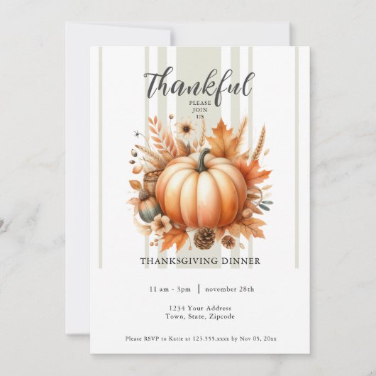 Dankbare Thanksgiving Dinner Invitation Kaart (Voorkant)
