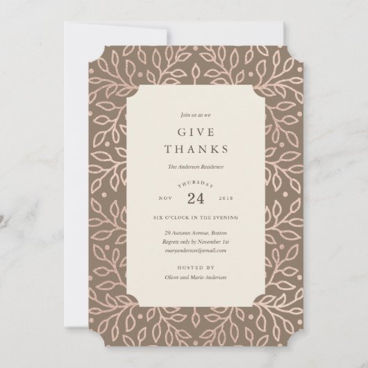 Dankbare Thanksgiving Dinner Invitation Kaart (Voorkant)