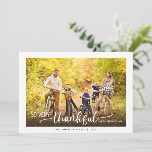 Dankbare Thanksgiving-foto Feestdagenkaart (Staand voorkant)