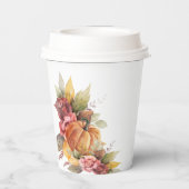 Dankbare Thanksgiving herfst Oranje pompoen Papieren Bekers (Achterkant)