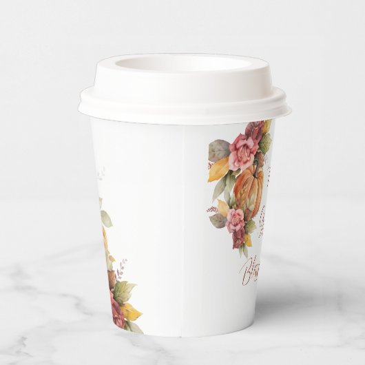 Dankbare Thanksgiving herfst Oranje pompoen Papieren Bekers (Rechts)