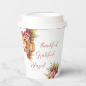 Dankbare Thanksgiving herfst Oranje pompoen Papieren Bekers (Voorkant)