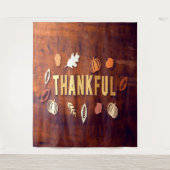 Dankbare Thanksgiving Herfstbladeren Pompoen Wandkleed (Voorkant)