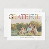 Dankbare Thanksgiving minimalistische foto Feestdagenkaart (Voorkant / Achterkant)