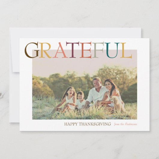 Dankbare Thanksgiving minimalistische foto Feestdagenkaart (Voorkant)