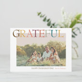 Dankbare Thanksgiving minimalistische foto Feestdagenkaart (Staand voorkant)