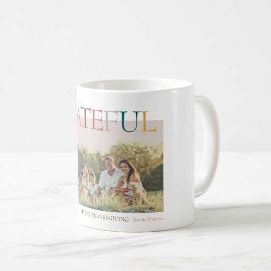 Dankbare Thanksgiving minimalistische foto Koffiemok (Voorkant rechts)