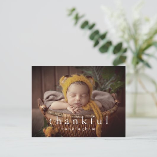 Dankbare Thanksgiving Moderne Familiefoto Feestdagenkaart (Staand voorkant)