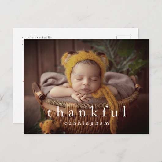 Dankbare Thanksgiving Moderne Familiefoto Feestdagenkaart (Voorkant / Achterkant)