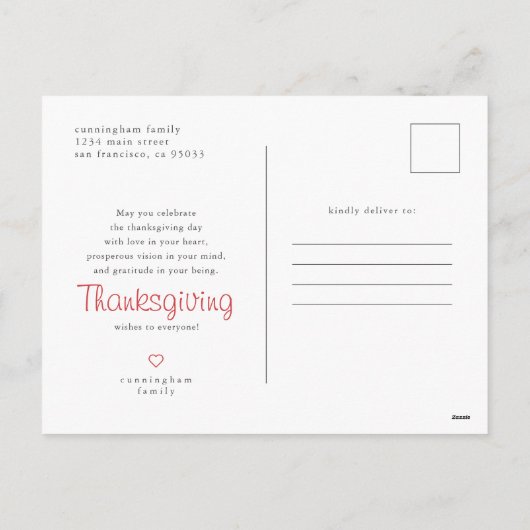 Dankbare Thanksgiving Moderne Familiefoto Feestdagenkaart (Achterkant)