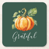 Dankbare Thanksgiving Pompoen Groen Kartonnen Onderzetters (Voorkant)