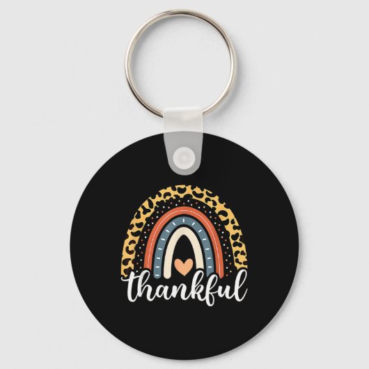 Dankbare Thanksgiving Rainbow Leopard Print 2024 Sleutelhanger (Voorkant)