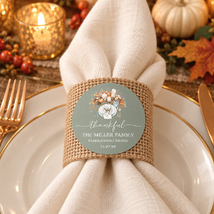 Dankbare Thanksgiving Tafelsetting Saliegroen Ronde Sticker