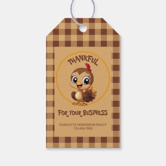 Dankbare Thanksgiving Turkije Vakantie Cadeaulabel (Voorkant)