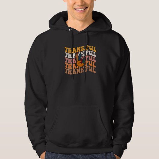 Dankbare Turkije Vredeshandsymbool Retro Groovy Da Hoodie (Voorkant)