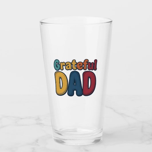 Dankbare Vader Retro Bubble Letter T-shirt Ontwerp Glas (Voorkant)