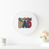 Dankbare Vader Retro Bubble Letter T-shirt Ontwerp Grote Klok (Huis)