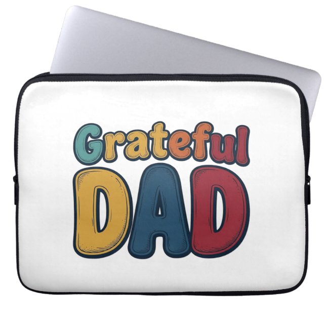 Dankbare Vader Retro Bubble Letter T-shirt Ontwerp Laptop Sleeve (Voorkant)