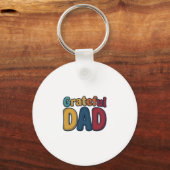 Dankbare Vader Retro Bubble Letter T-shirt Ontwerp Sleutelhanger (Voorkant)