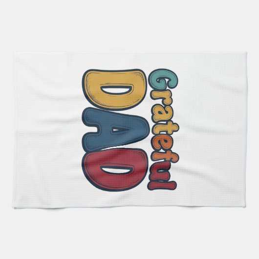 Dankbare Vader Retro Bubble Letter T-shirt Ontwerp Theedoek (Horizontaal)