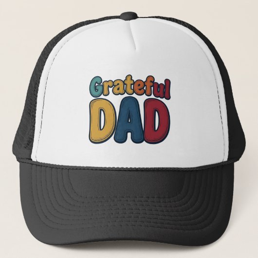 Dankbare Vader Retro Bubble Letter T-shirt Ontwerp Trucker Pet (Voorkant)