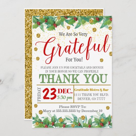 Dankbare vakantiewaardering kaart (Voorkant / Achterkant)