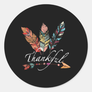 Dankbare veer en pijl Herfst - Thanksg Ronde Sticker