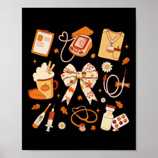 Dankbare Verpleegkundige Herfst Stethoscoop Coquet Poster