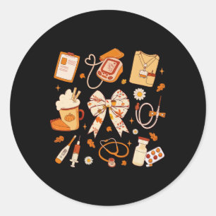 Dankbare Verpleegkundige Herfst Stethoscoop Coquet Ronde Sticker
